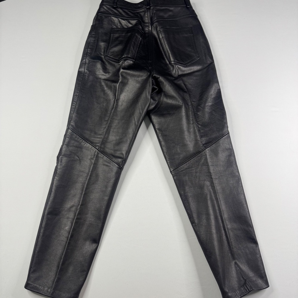 Moda‎ Spiegel Black Leather Pants High Waisted Tapered Leg Womens Size 10 29x29 - Picture 2 of 6